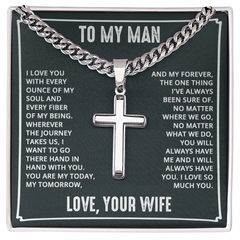 Valentine's Cuban Link Chain with Engraved Artisan Cross