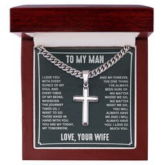 Valentine's Cuban Link Chain with Engraved Artisan Cross