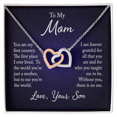 Interlocking Hearts Necklace - For Mom From Son