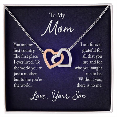 For Mom - Interlocking Hearts Necklace - From Son