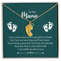 To My Mama - Engraved Baby Feet with Birthstones Necklace