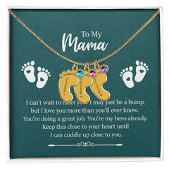 To My Mama - Engraved Baby Feet with Birthstones Necklace