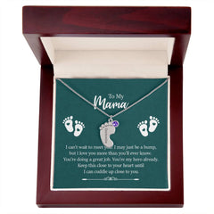 To My Mama - Engraved Baby Feet with Birthstones Necklace