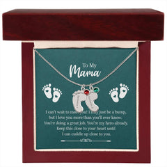 To My Mama - Engraved Baby Feet with Birthstones Necklace