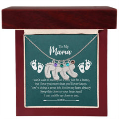 To My Mama - Engraved Baby Feet with Birthstones Necklace
