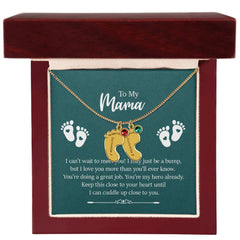 To My Mama - Engraved Baby Feet with Birthstones Necklace