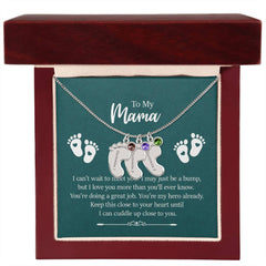 To My Mama - Engraved Baby Feet with Birthstones Necklace