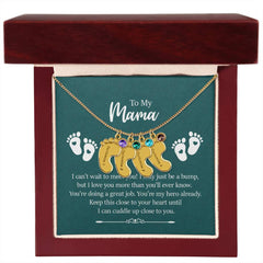 To My Mama - Engraved Baby Feet with Birthstones Necklace